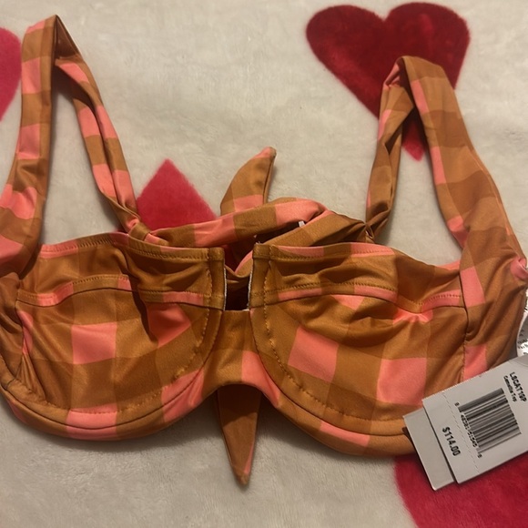 NWT L*Space Camellia Bikini Top Gingham Seaesta Surf - Picture 4 of 10